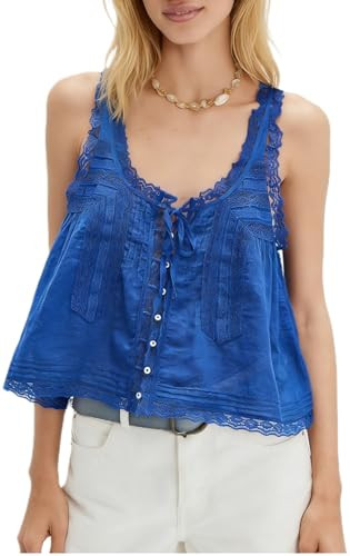 Yiulangde Boho Vest Top for Women Cute Eyelet Babydoll Crop Ruffle Tank Top | Amazon (US)