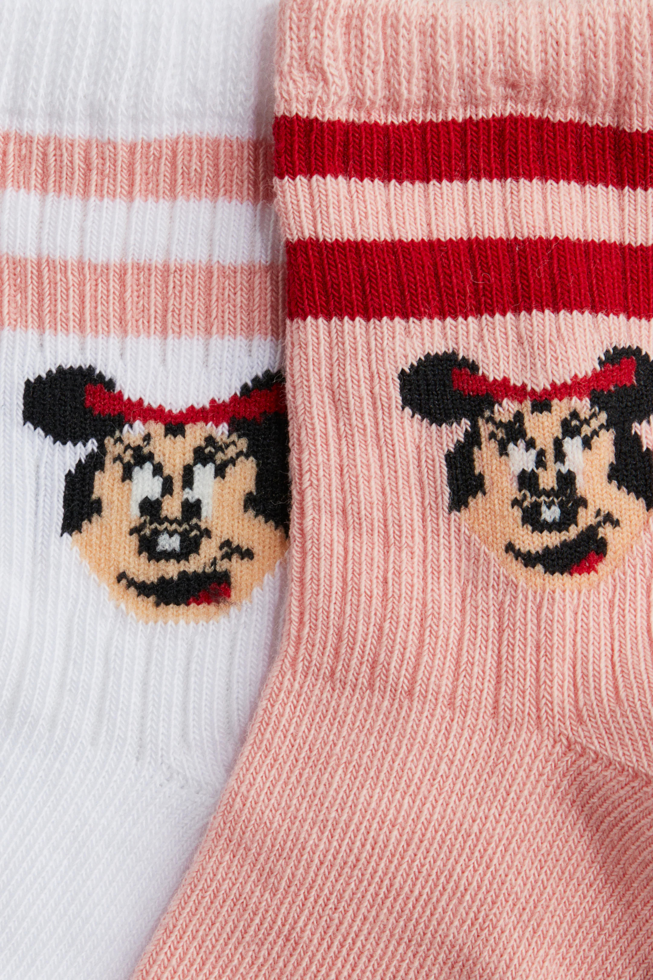 2-Pack Intarsia-Motif Socks - Pink/Minnie Mouse - Kids | H&M US | H&M (US + CA)