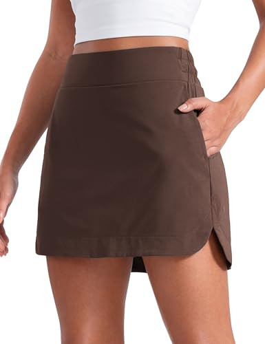 CRZ YOGA High Waisted Golf Skirts for Women A Line Tennis Athletic Casual Skort Skirt with Shorts Pockets Hot Fudge Brown X-Small | Amazon (US)