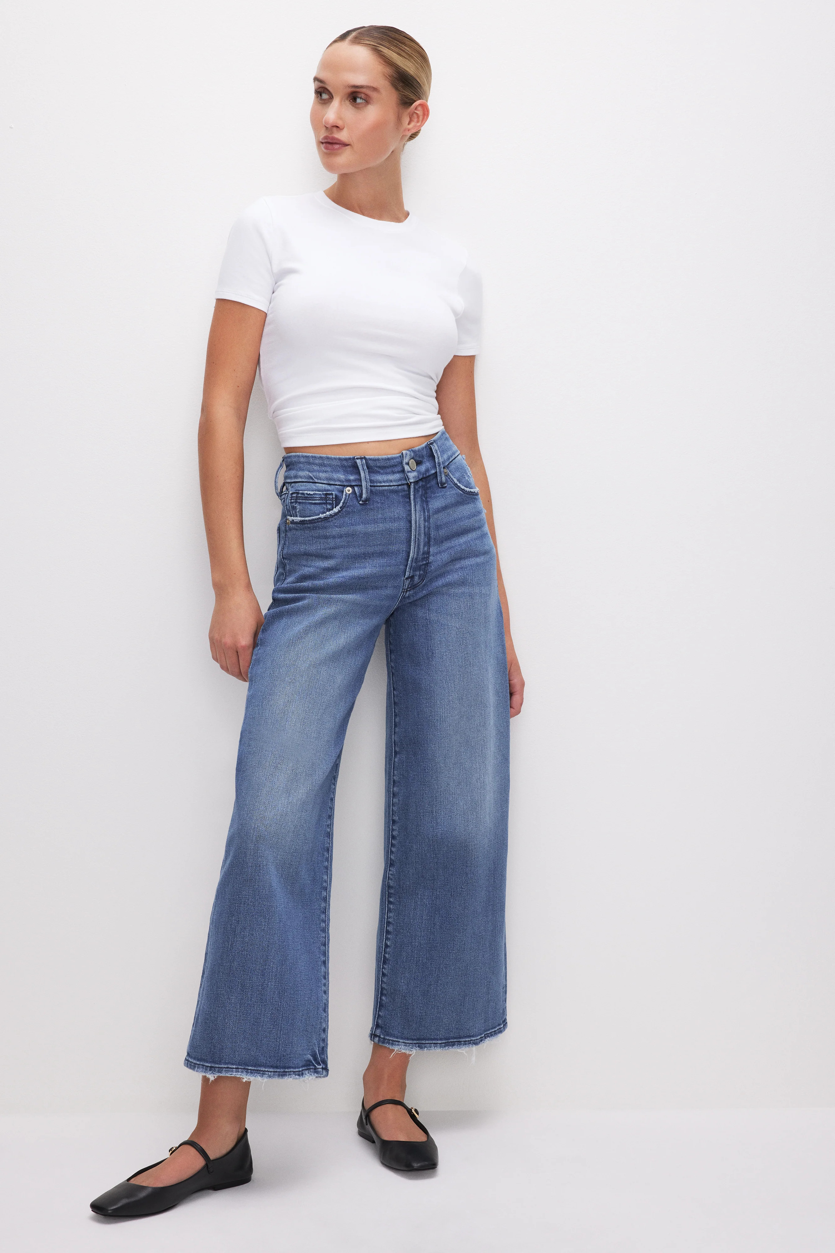 GOOD WAIST CROPPED PALAZZO JEANS | INDIGO338 | Good American