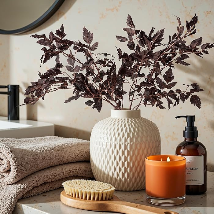 Artificial Cimicifuga Plant Leaf Fake Plants 4PCS Fall Stems for Vases 23.6In Fake Leaves Silk Pl... | Amazon (US)