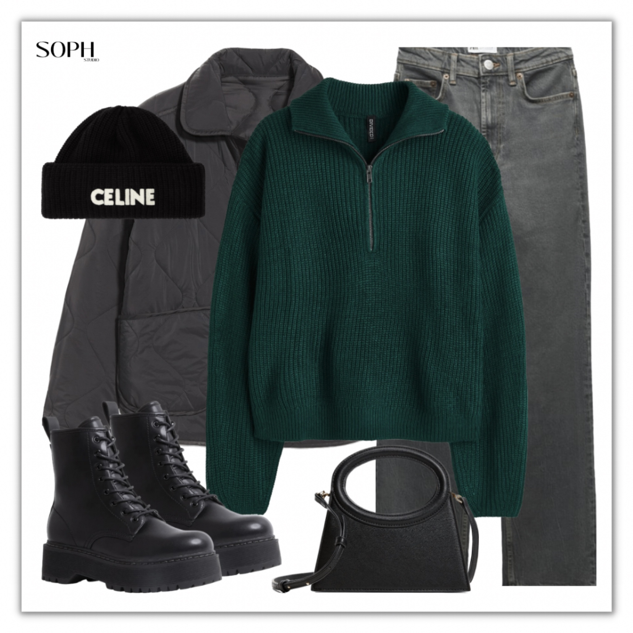 Beanies and combat boots for a dark, edgy look 🖤✨

• half zip sweater is originally from h&m but is unfortunately sold out
• black quilted jacket only available in Canada, Old Navy 
• grey washed pants is originally from zara 
• bag originally from mango but are unfortunately sold out 

#LTKfit #LTKstyletip #LTKFind