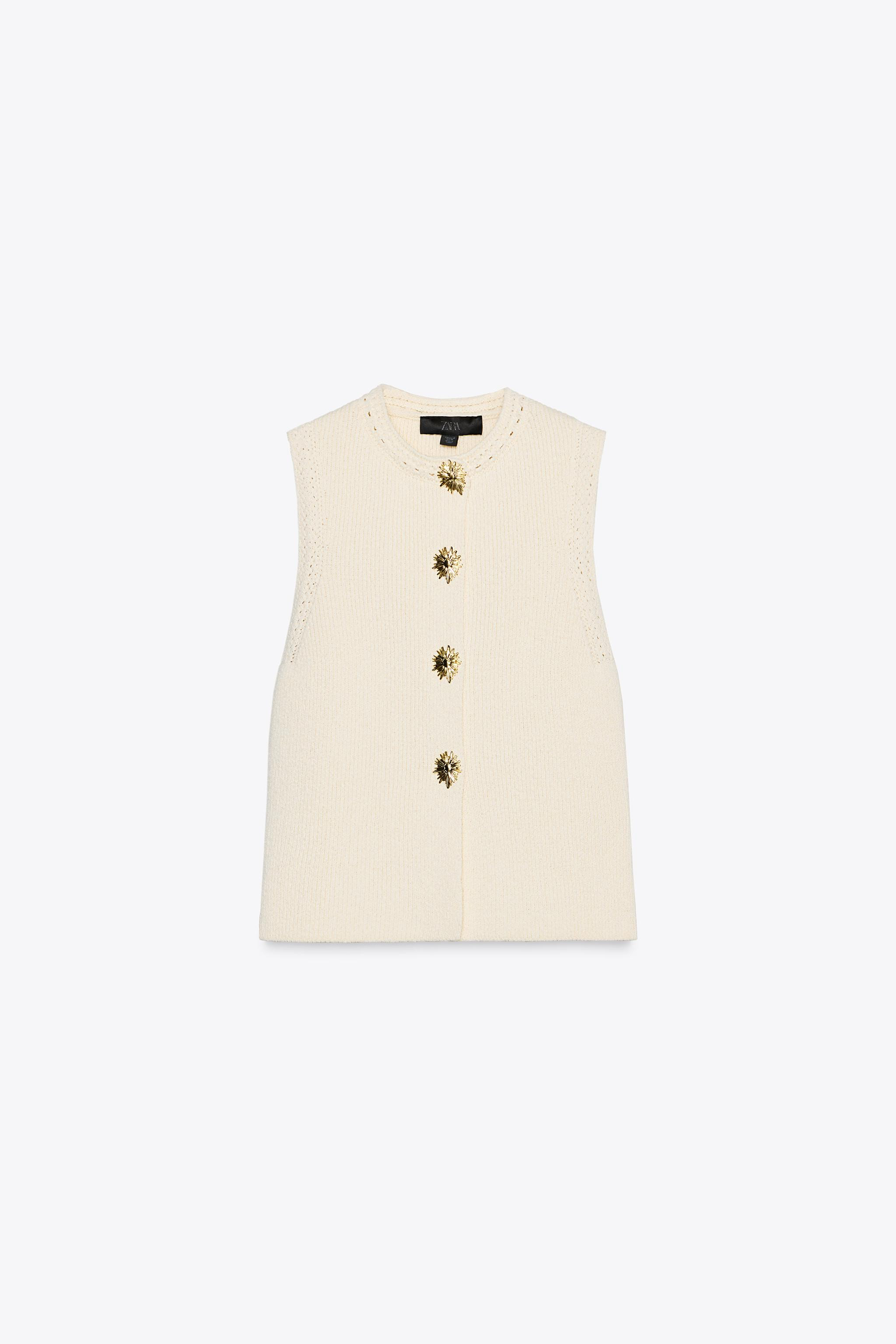 KNITTED TOP WITH GOLD BUTTONS | Zara UK