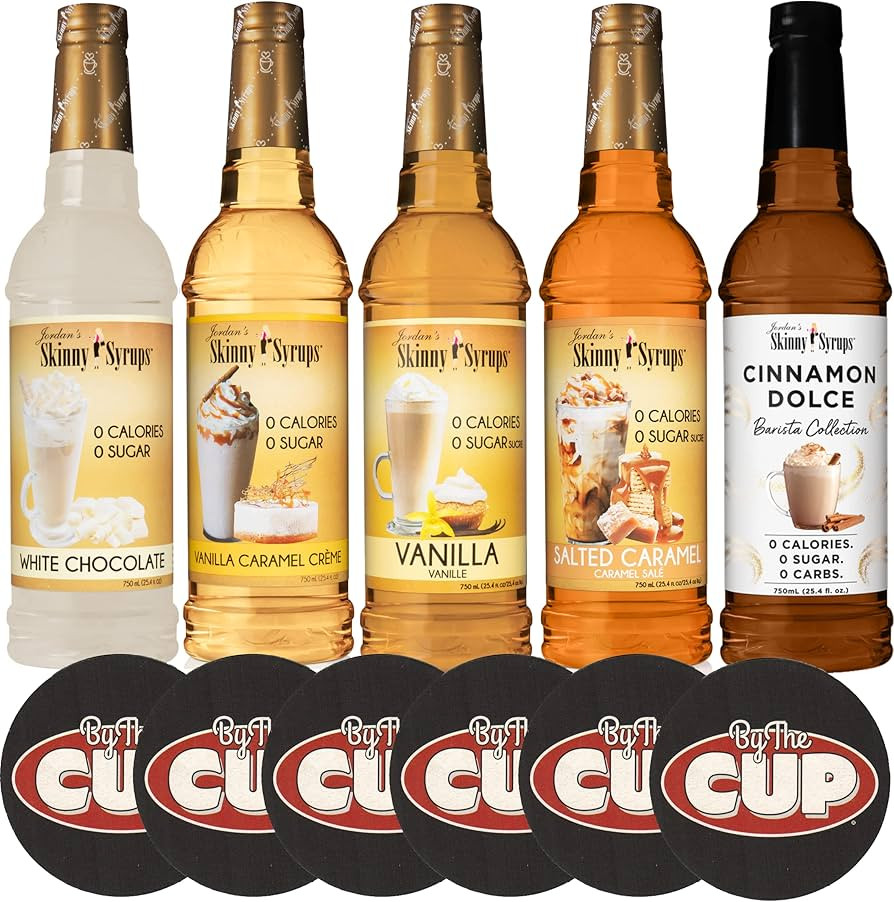 Jordan's Skinny Syrups Sugar Free 5 Flavor Variety 1 of each 750 ml Bottles (Pack of 5) with By T... | Amazon (US)