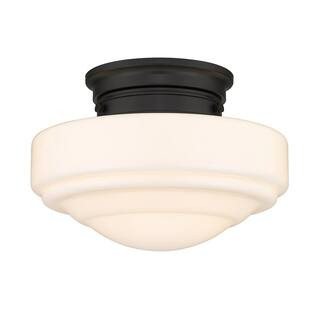 Golden Lighting Ingalls 12 in. 1-Light Matte Black Semi-Flush Mount-0508-SF BLK-VMG - The Home De... | The Home Depot