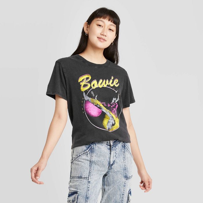 Women's David Bowie Short Sleeve Graphic T-Shirt - Vintage Black | Target