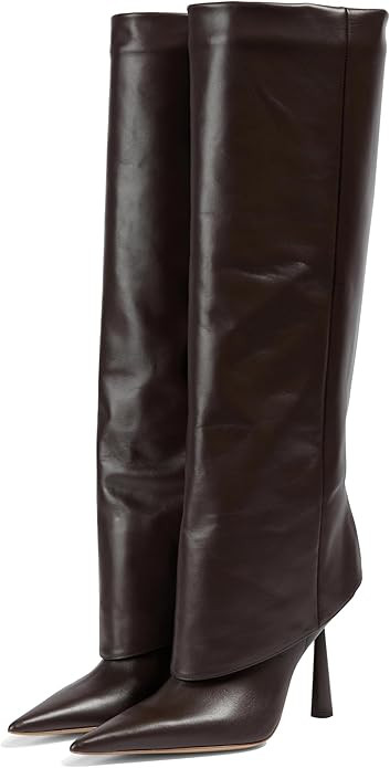 Vertundy Women's Fold Over Boots - Pointed Toe Stiletto Heel Slip On Knee High Boot Fashion Sexy ... | Amazon (US)