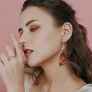 SELOVO Jasper Stone Earrings for Women Trendy Dangle Earrings Fishhook Drop Earrings | Amazon (US)