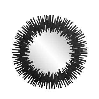 Black 33.46 in. W x 33.46 in. H Industrial Irregular Metal Framed Mirror | The Home Depot