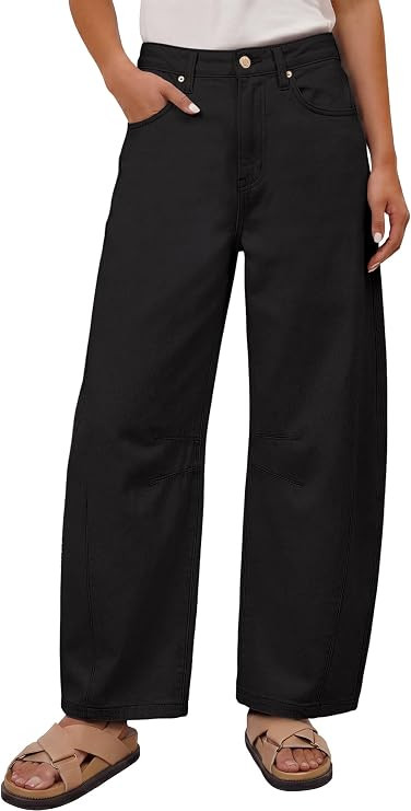 ANRABESS Women's Wide Leg Barrel Jeans Baggy Relaxed Fit Denim Pants | Mid Rise Ankle Length Deni... | Amazon (US)