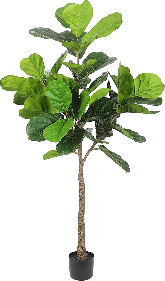 Realead 5ft Artificial Fiddle Leaf Fig Tree, Tall Fake Ficus Lyrata Plants in Plastic Nursery Pot... | Amazon (US)
