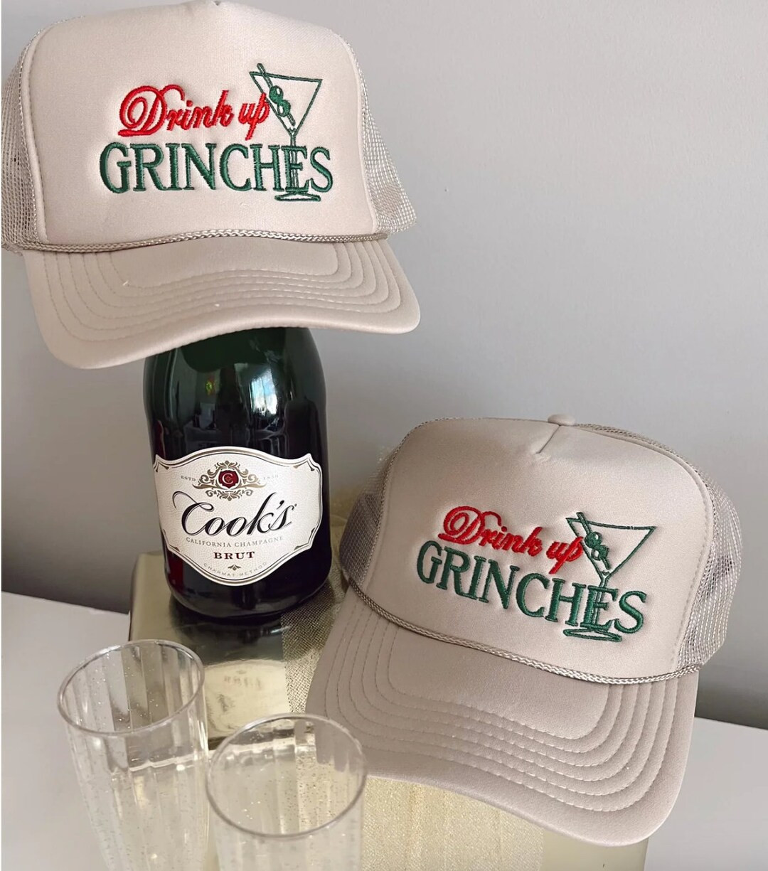 Drink up Grinches Trucker Hat - Etsy | Etsy (US)