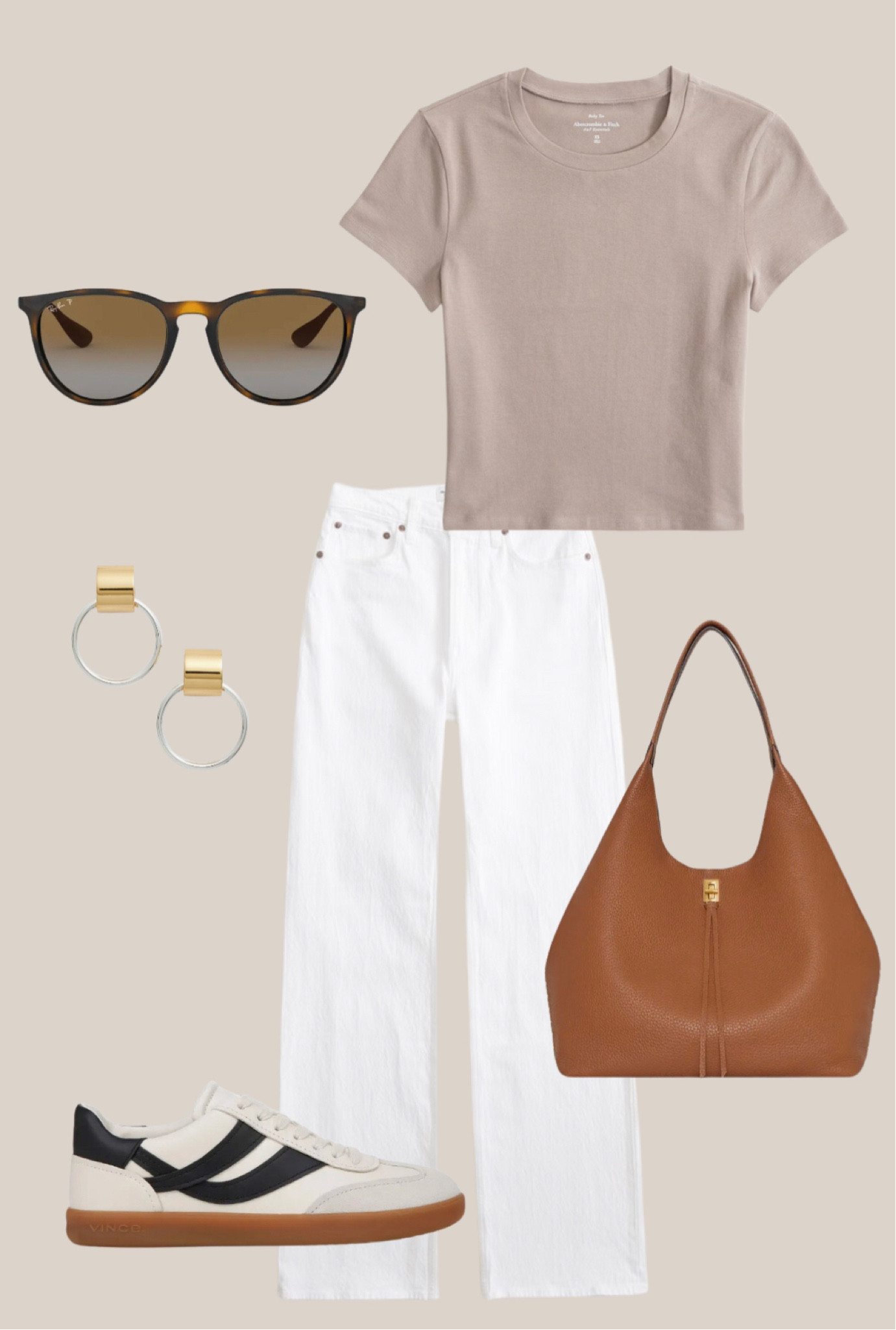 A beautiful spring outfit. Featuring white jeans, a brown bag, and two toned jewelry. Great for a casual yet put together spring outfit. All items can be found at Abercrombie and Nordstroms!! 

Perfect sneaker outfit! 

#LTKfindsunder50 #LTKfindsunder100 #LTKSpringSale