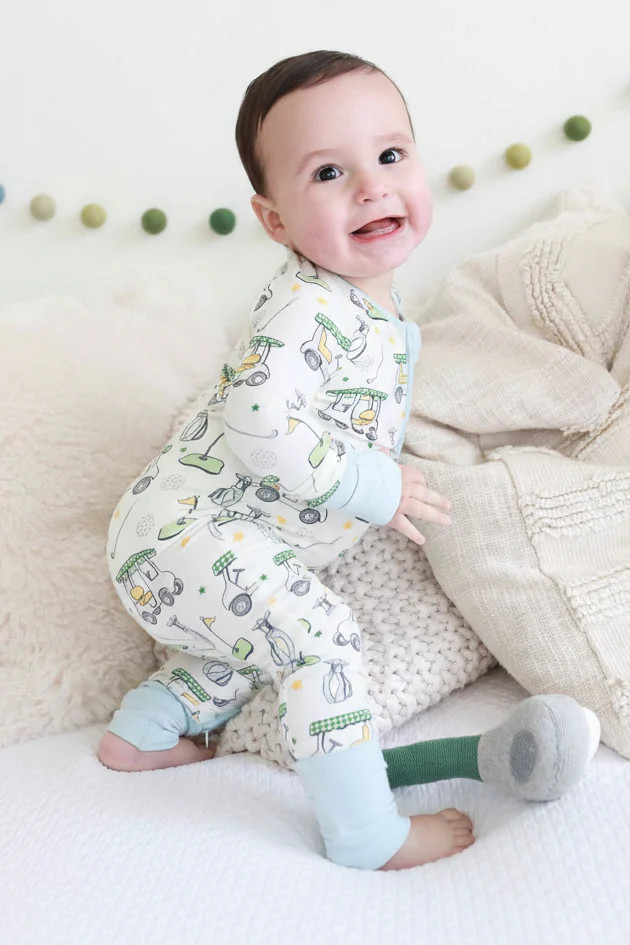 Country Club Cuties Convertible Zip Romper | Blue | Caden Lane