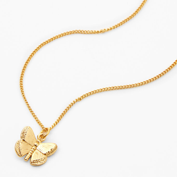 18kt Gold Plated Refined Butterfly Pendant Necklace | Claire's (US)