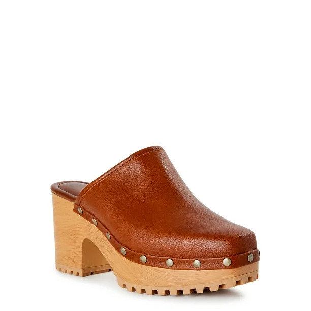 Time and Tru Women's Comet Wooden Heel Mules - Walmart.com | Walmart (US)