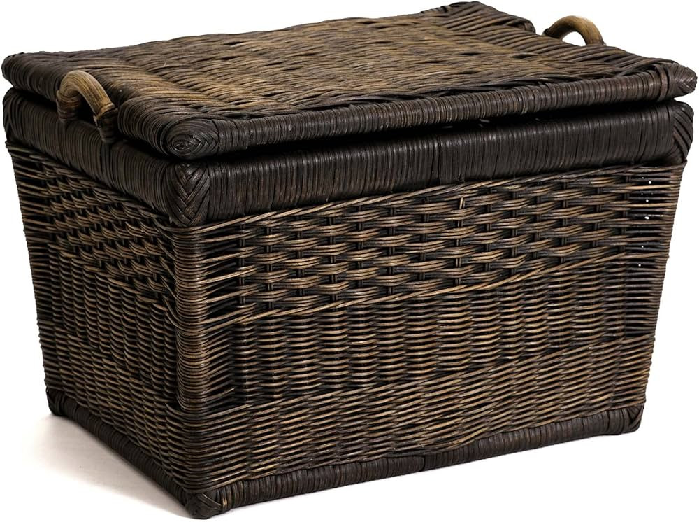 The Basket Lady Lift-Off Lid Wicker Storage Basket, Medium, 20 in L x 15 in W x 14 in H, Antique ... | Amazon (US)