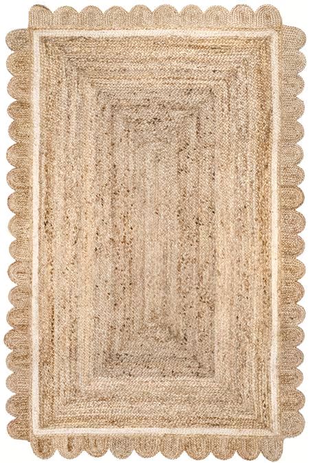 Ivory Anna Scalloped Jute Area Rug | Rugs USA