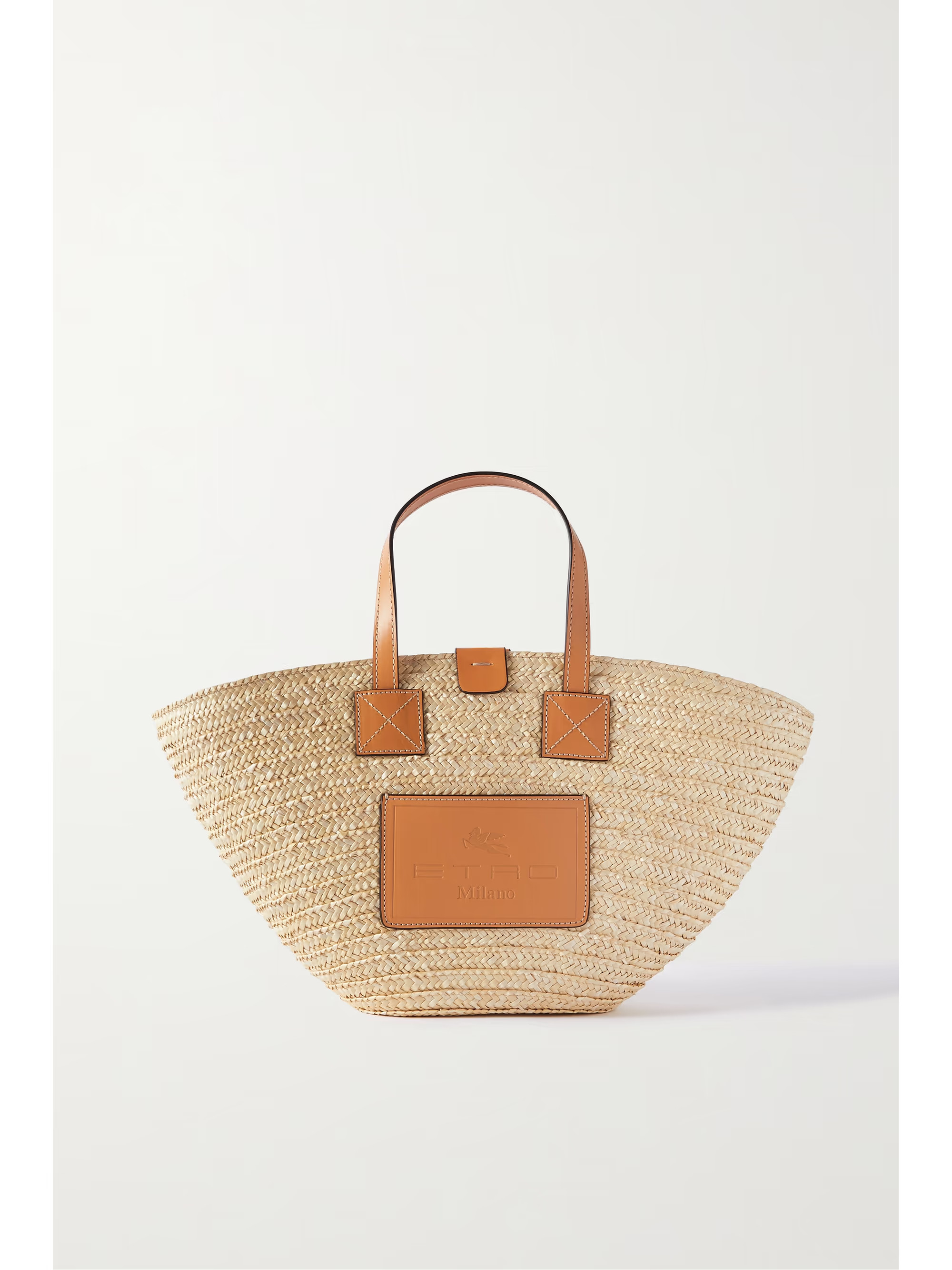 Medium leather-trimmed raffia tote | NET-A-PORTER (US)