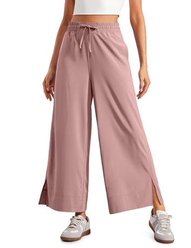 Amazon.com: CRZ YOGA Lightweight Wide Leg Cropped Pants for Women High Waisted Loose Casual Loung... | Amazon (US)