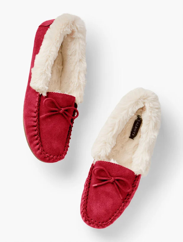 Ruby Bow Suede Moccasins | Talbots