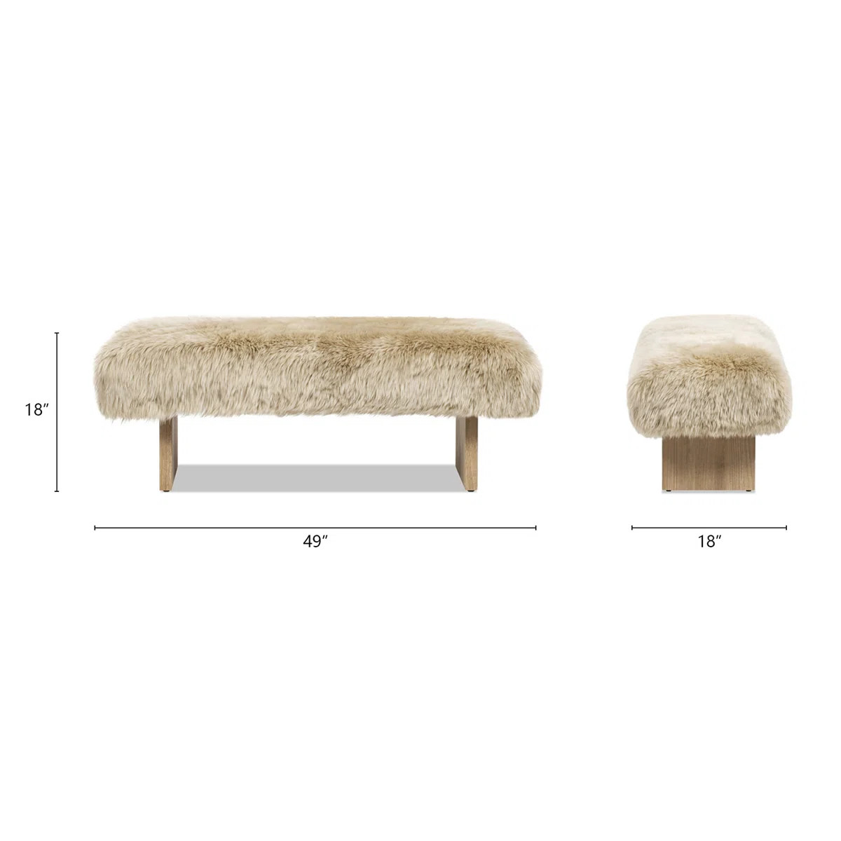 Leda 49" Sheepskin Fur Rectangular Accent Bench | Wayfair North America