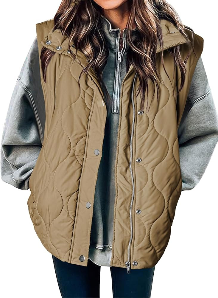 EVALESS Cropped Puffer Vest Women Lightweight Quilted Stand Collar Sleeveless Jackets Fall Button... | Amazon (US)