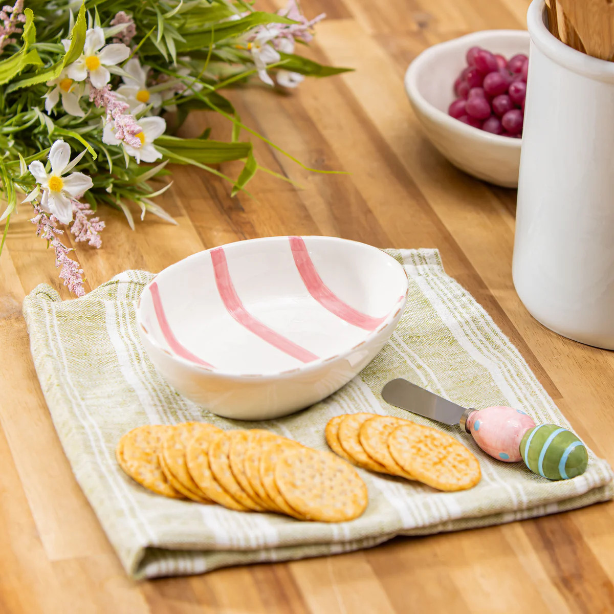 Bunny Blooms Serveware Ceramic Easter Egg Bowl and Spreader, Set of 2 | Plow & Hearth
