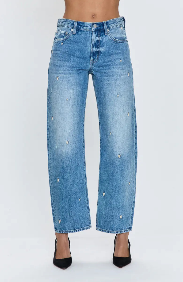 Lexi Distressed Ankle Wide Leg Jeans | Nordstrom