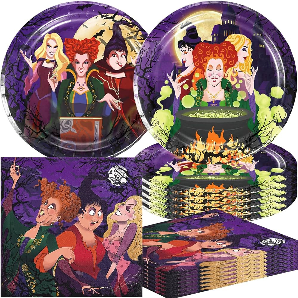 40Pack Hocus Pocus Party Supplies include 20Pcs plates, 20 napkins for Kids Hocus Pocus birthday ... | Amazon (US)