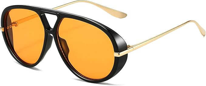 Trendy Oversized Aviator Sunglasses for Women Men Retro Big Round Shield Sun Glasses Vintage Shad... | Amazon (US)