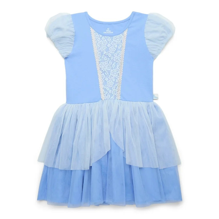 Disney Princesses Girls Cinderella Cosplay Dress with Puff Sleeves, Sizes 4-12 | Walmart (US)