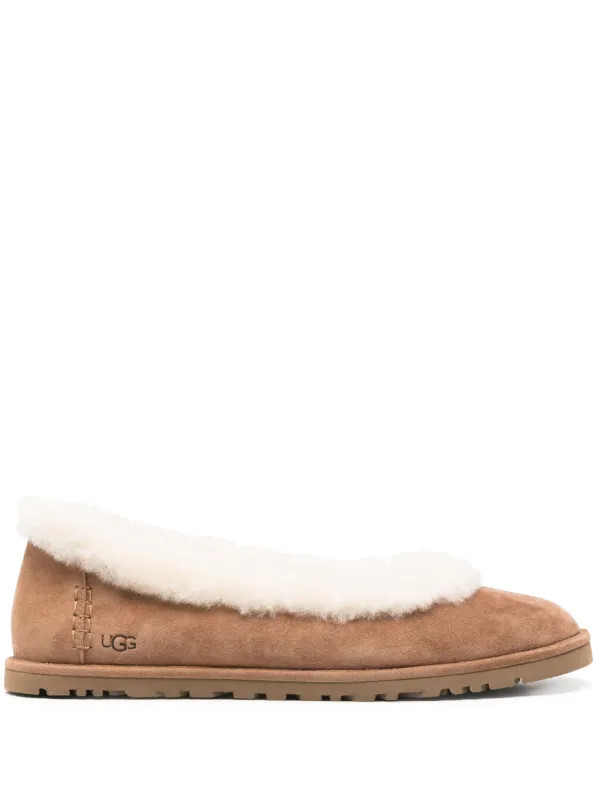 UGG Fur Trim Flat Shoes | Brown | FARFETCH | Farfetch Global
