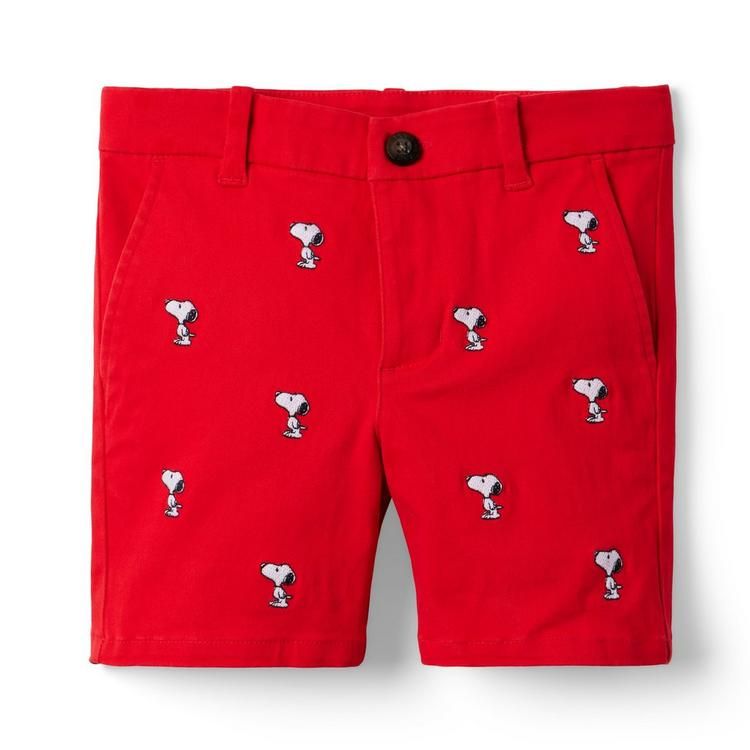 PEANUTS™ Snoopy Embroidered Twill Short | Janie and Jack
