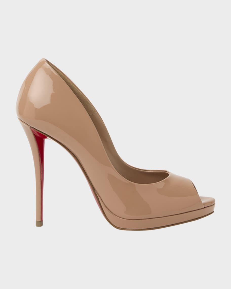 Christian Louboutin 120mm Lady Z Patent Leather Peep-Toe Pumps | Neiman Marcus