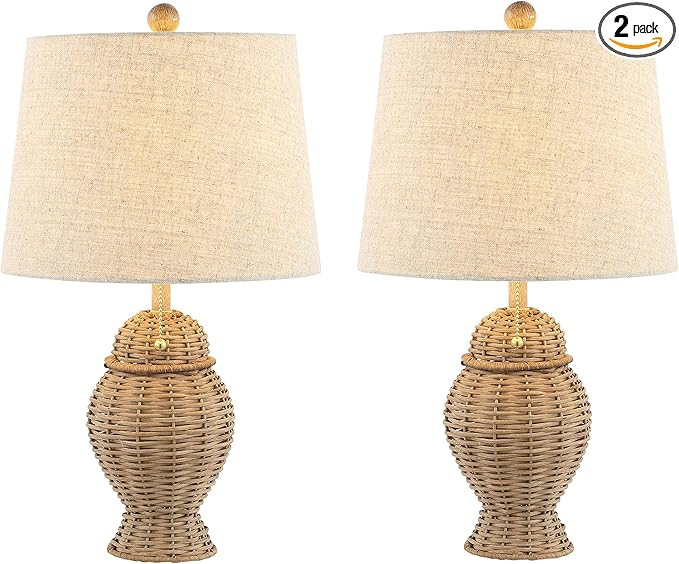 JONATHAN Y JYL4041A-SET2 Set of 2 Table Lamps Margie Wicker 20.5" Bohemian Rustic Iron LED Table ... | Amazon (US)