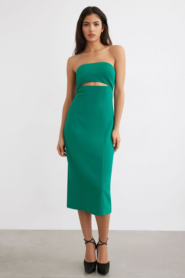 Strapless Cut Out Midi Dress | Dynamite Clothing