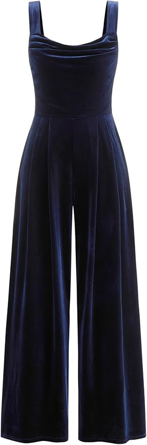 CIDER Velvet Jumpsuit Wide Leg Elegant Women's Party Casual Dressy Outfit Date Night Romper | Amazon (US)