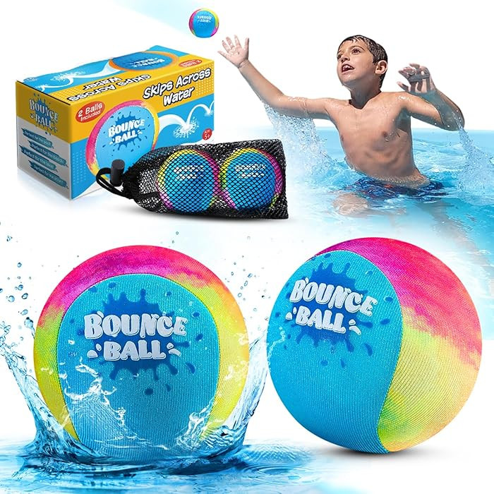 Bambilo Water Skipping Ball | 2-Pack Bounce Balls | Water Bouncing Beach Balls & Grip Ball | Pool... | Amazon (US)
