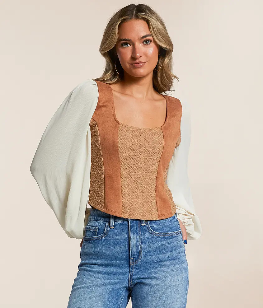 Faux Suede Cropped Top | Buckle