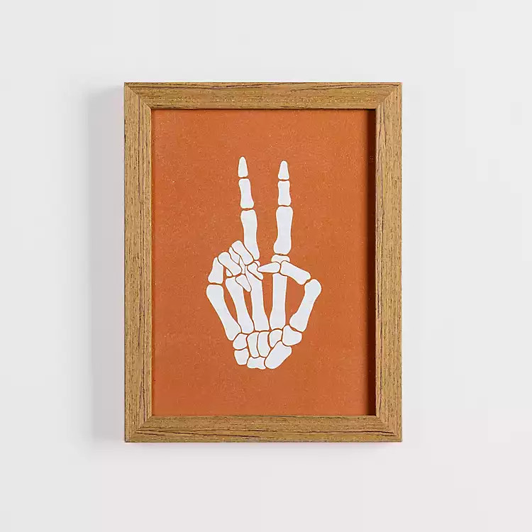 Orange Skeleton Peace Sign Framed Wall Plaque | Kirkland's Home