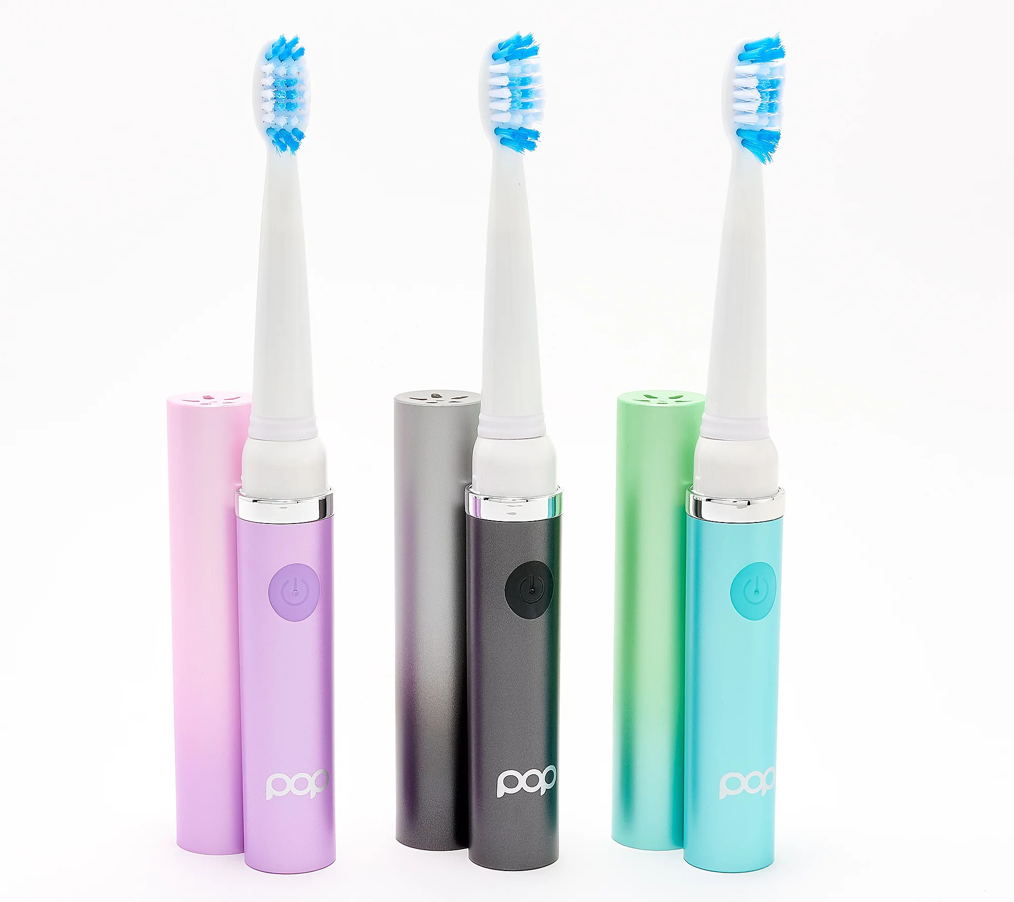 Pop Sonic Set of 3 GoSonic Toothbrushes with 6 Brush Heads | QVC