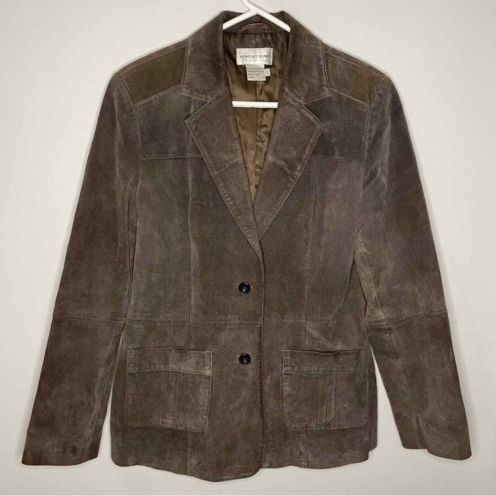 Vintage Newport News Chocolate Brown Suede Leather Blazer Jacket Size 12  | eBay | eBay US