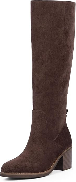 Knee High Boots Women Chunky Heel Rounded Toe Tall Boots Women Block High Heel Fall Long Boots | Amazon (US)