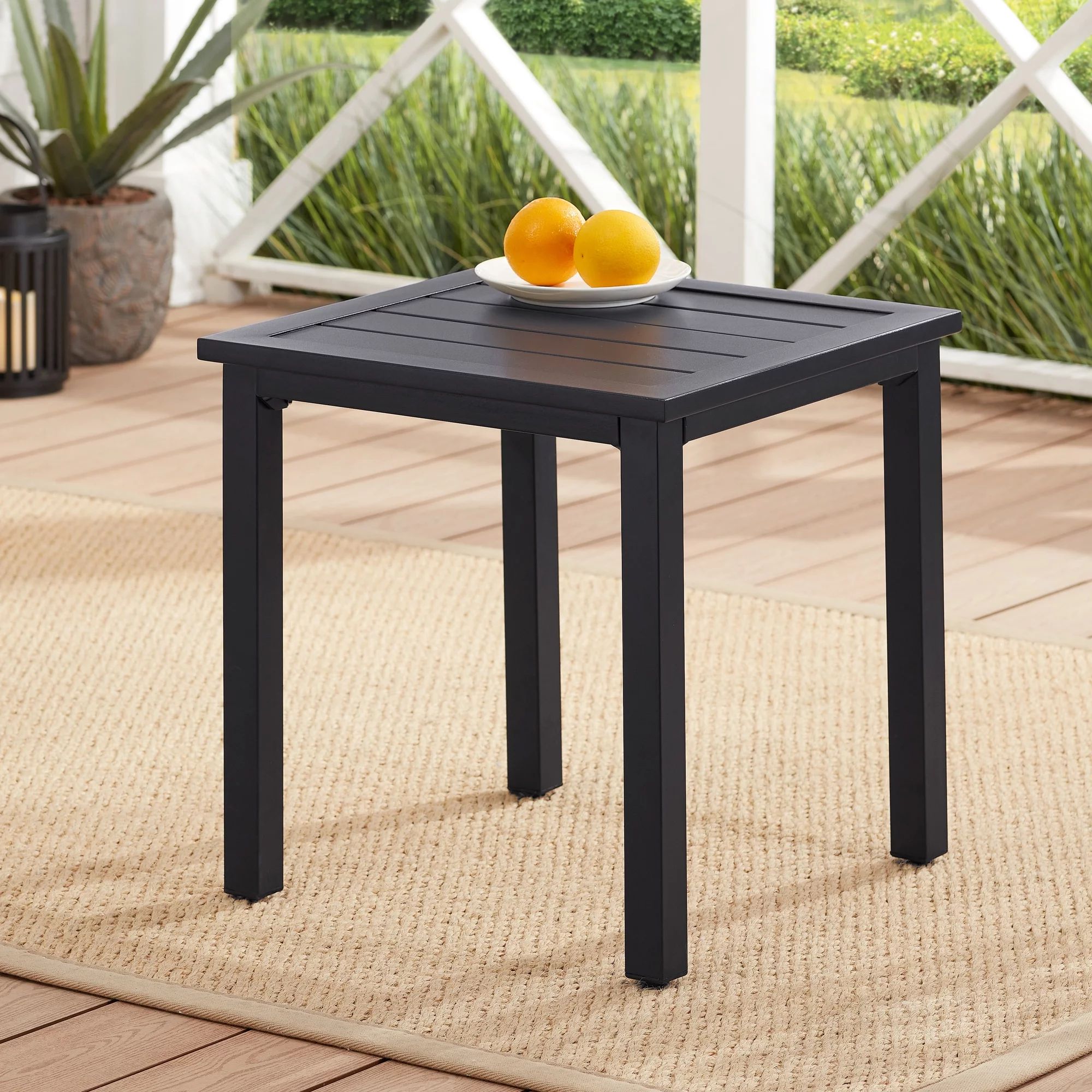 Mainstays Heritage Park 20" Square Slat Top Outdoor Patio Side Table | Walmart (US)