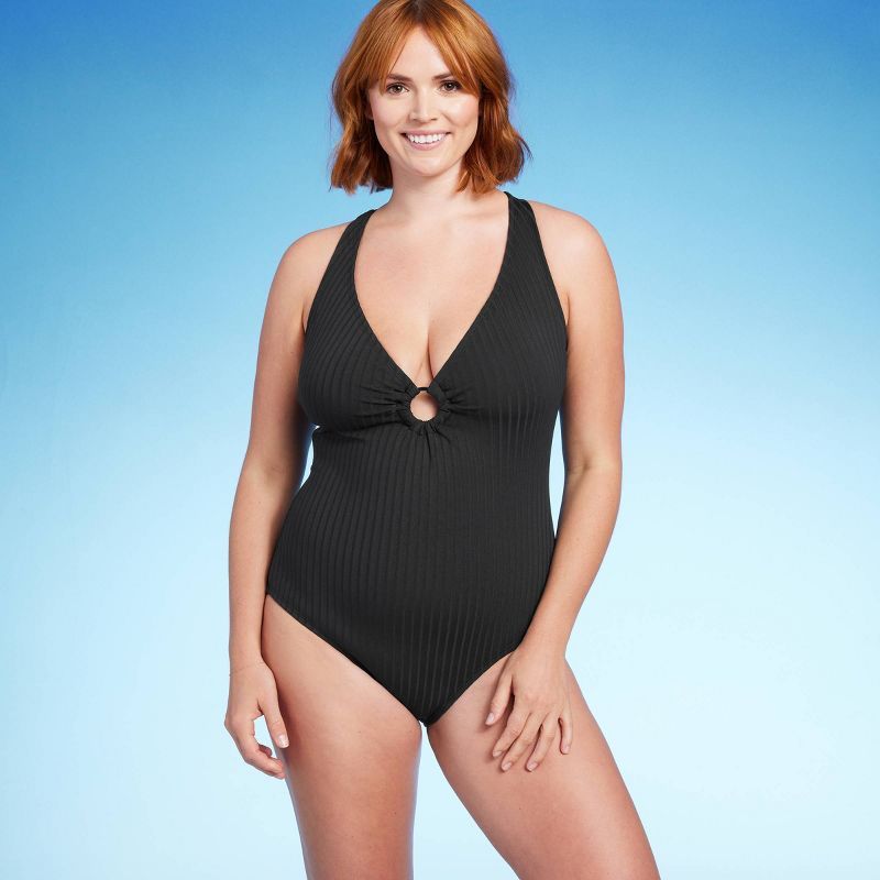 Women's Wide Ribbed Ring Medium Coverage One Piece Swimsuit - Kona Sol™ | Target