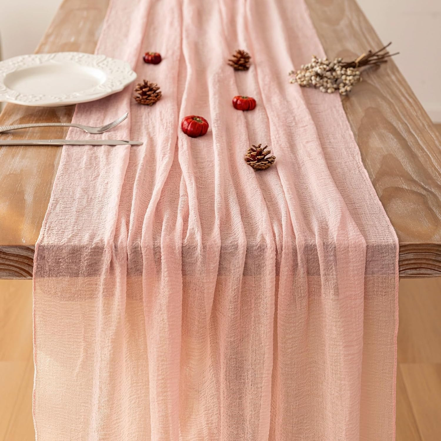 Pink Cheesecloth Table Runner 120 Inches for Party Home Decor | Ideal for wedding baby shower bridal shower birthday engagement party,or adding rustic boho charm to daily home. | Amazon (US)