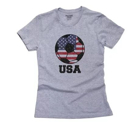 USA World Cup Football Soccer - Russia 2018 Women s Cotton Grey T-Shirt | Walmart (US)
