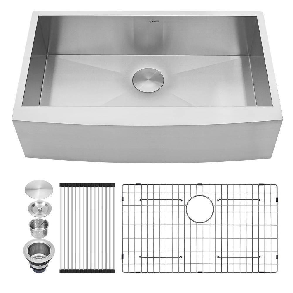 LORDEAR Stainless Steel 33 in. Single Bowl Farmhouse Kitchen Sink, Stainless Steel Finish | The Home Depot