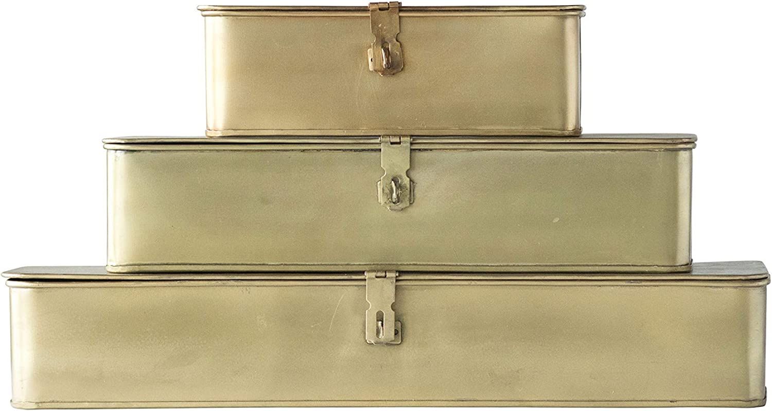 Amazon.com: Creative Co-Op Decorative Metal Boxes with Brass Finish (Set of 3 Sizes) | Amazon (US)